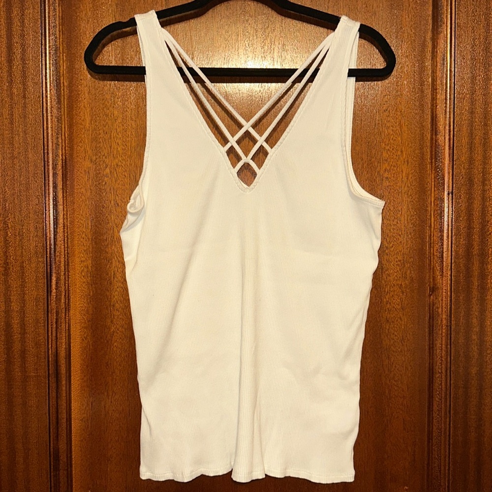 Express Cream Tank Top with Strappy Back